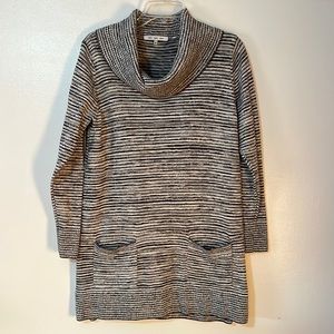 Eight eight eight Black White Gray Cowl Neck Long Sweater size M